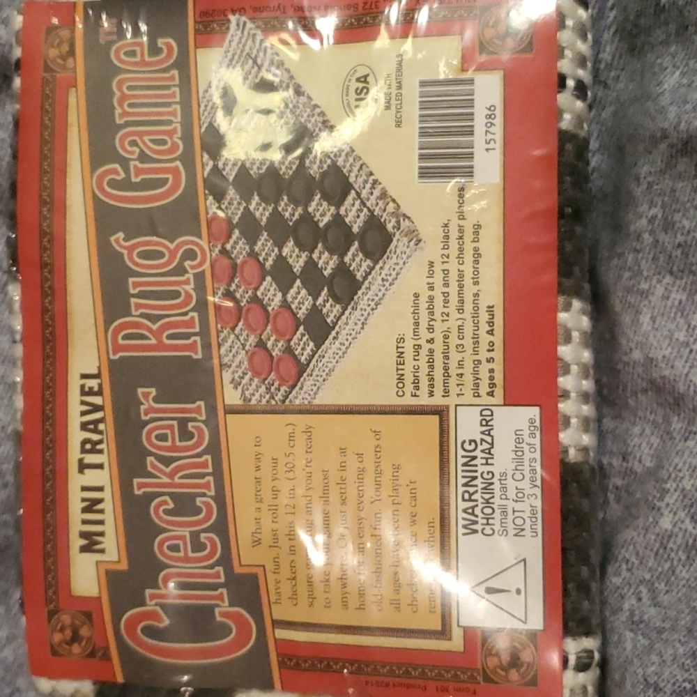 Mini Travel Red and Black Checker Rug Game